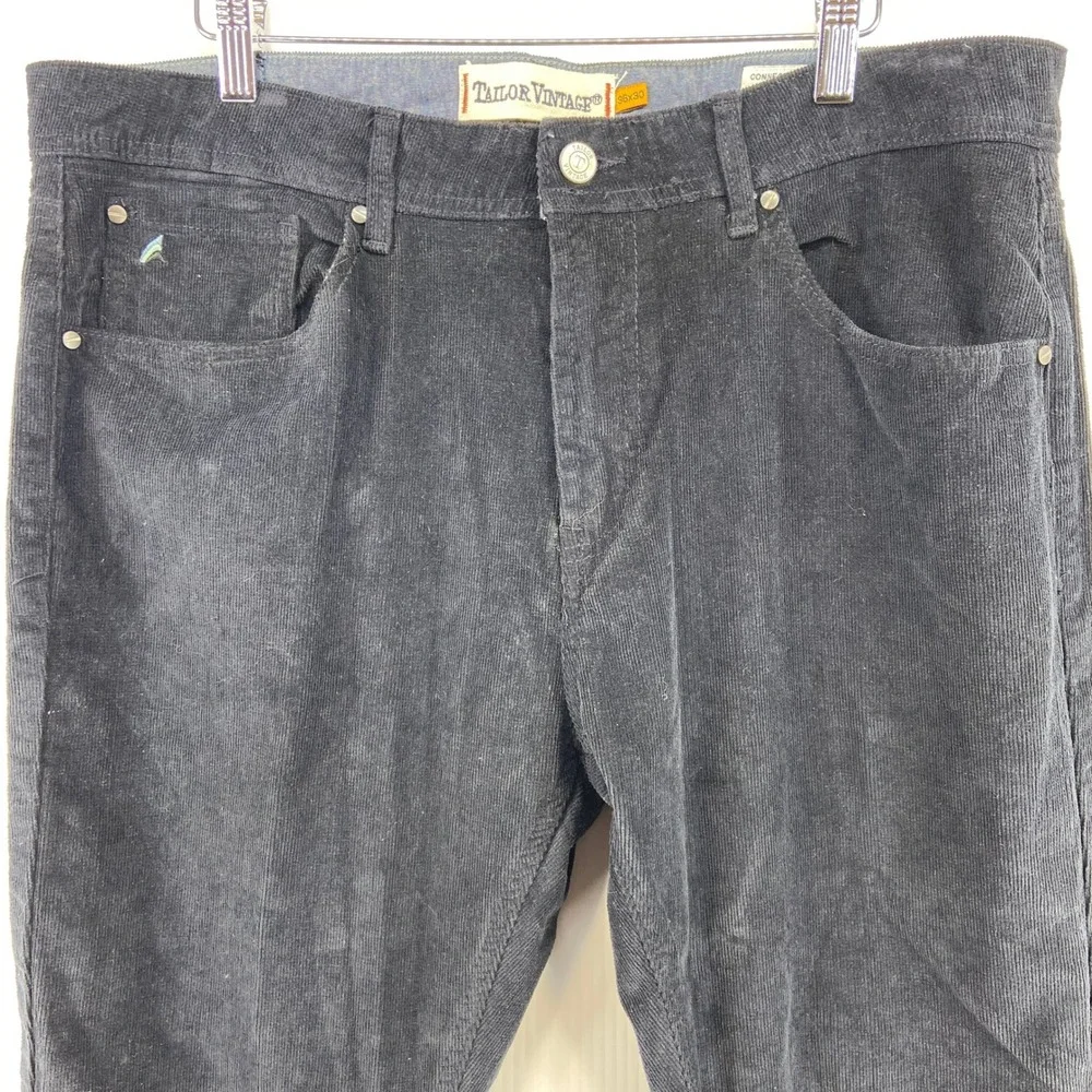 Tailor Vintage Canaan Slim Fit Navy Blue‎ Corduroy Pants Jeans Mens 36x30 NEW